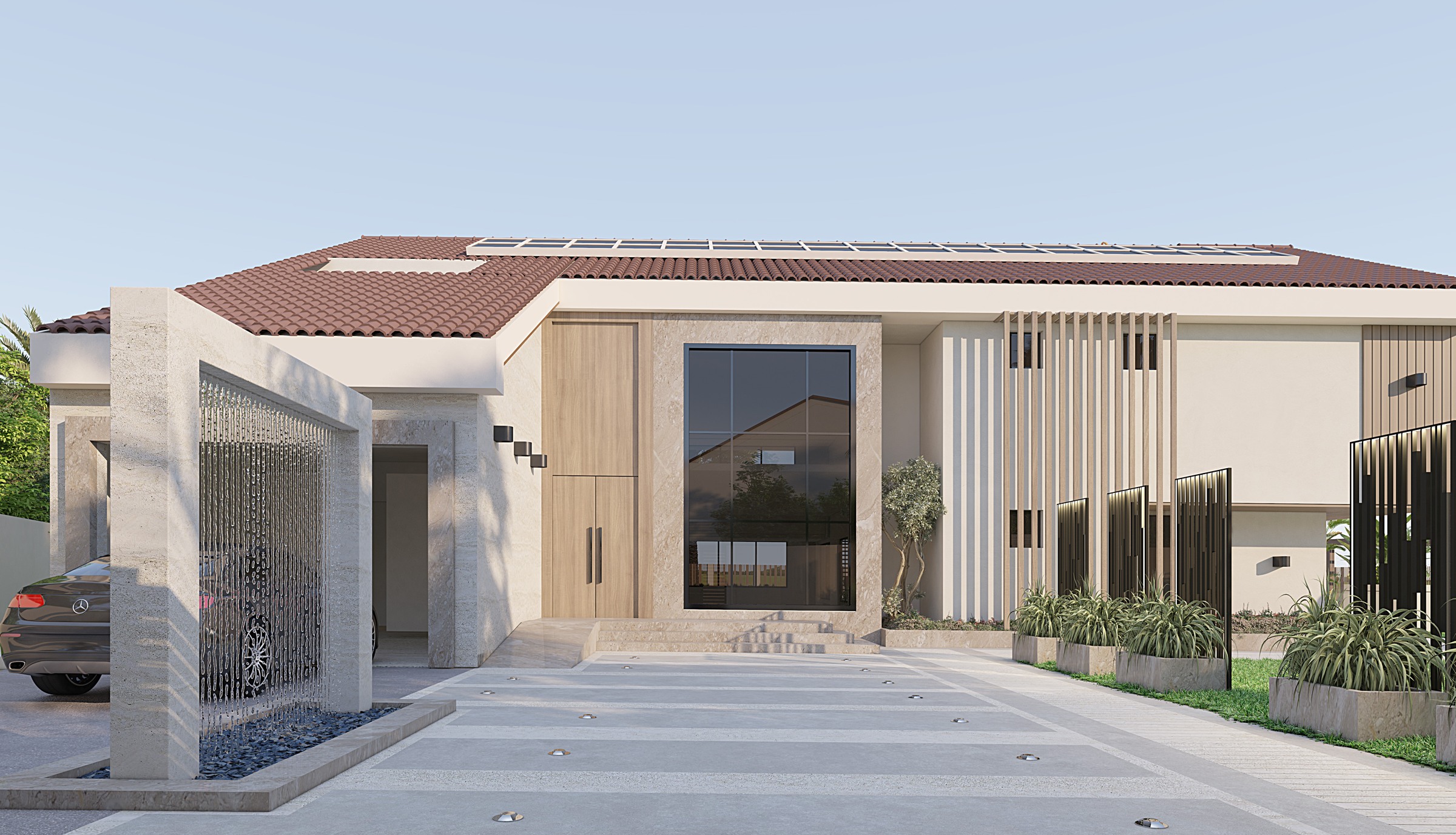 El-Rabwa Villa main entrance and approach design visualisation
